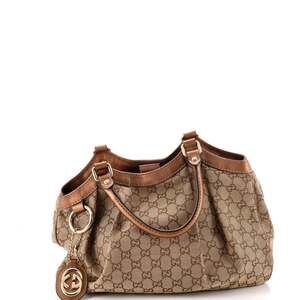 Gucci Sukey Tote Gg Canvas With Leather #240874G78B